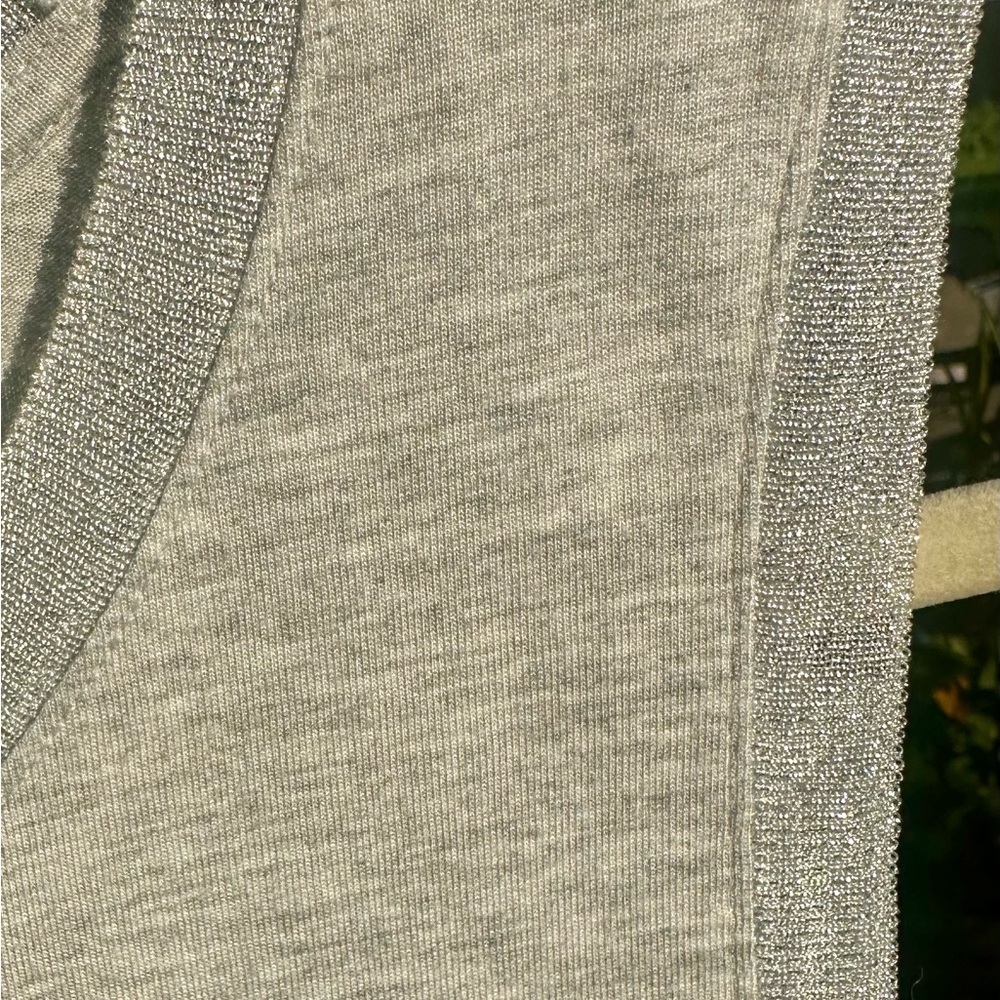 Banana Republic Gray Sleeveless Top with Sparkle Trim, Size L - Picture 4 of 8